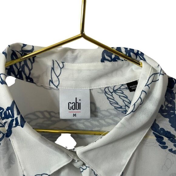 CAbi New Boating Button Down Sheer Shirt Top Size M Style 5229 - Picture 4 of 7